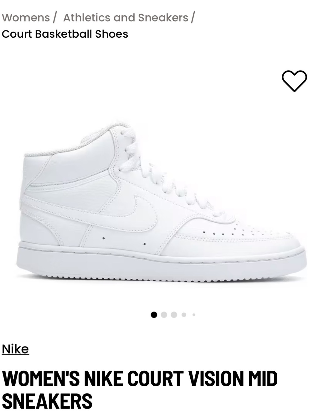 White Nike Court Vision Mid Sneakers - size 9.5